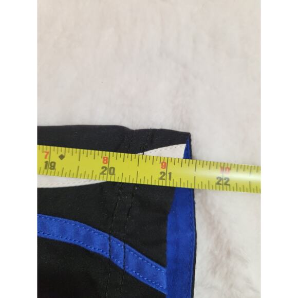 Speedo Swim Shorts Mens Medium Blue Black Striped Board Bermuda Tropical Beach - Picture 7 of 9